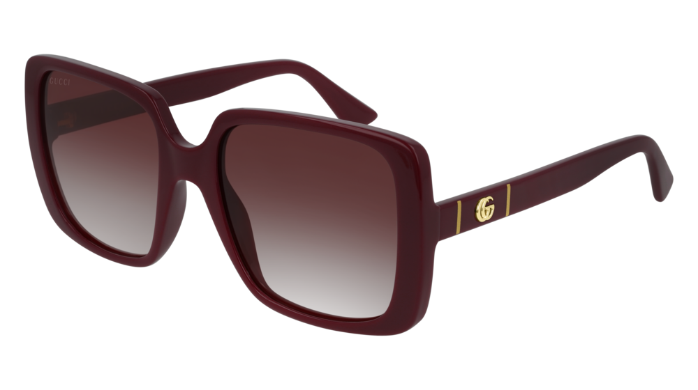 GUCCI GG0632S RECTANGULAR / SQUARE Sunglasses For Women  GG0632S-003 BURGUNDY BURGUNDY / RED SHINY 56-20-145