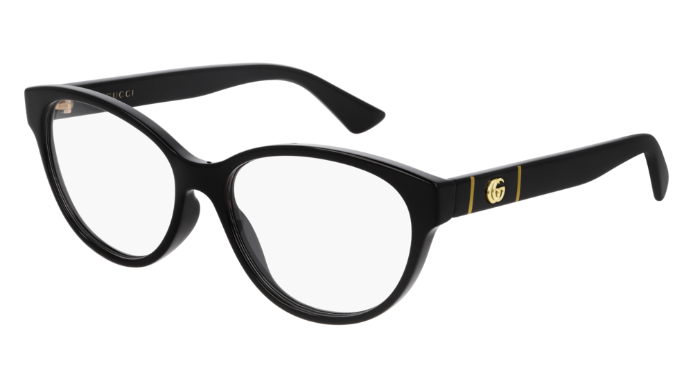 GUCCI GG0633O CAT EYE Eyeglasses For Women  GG0633O-001 BLACK BLACK / TRANSPARENT SHINY 54-16-145