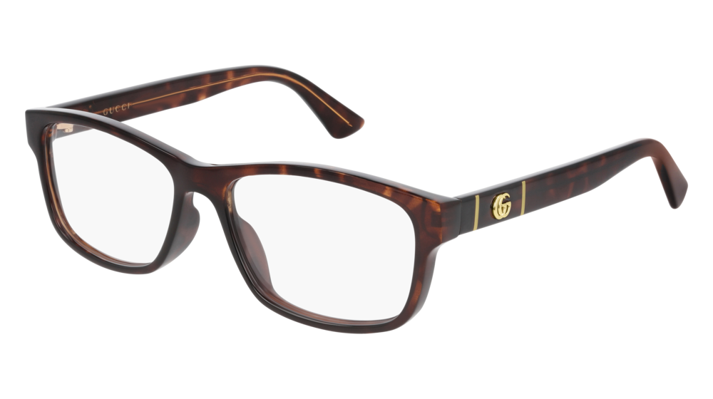 GUCCI GG0640OA RECTANGULAR / SQUARE Eyeglasses For Men  GG0640OA-002 HAVANA HAVANA / TRANSPARENT SHINY 55-16-145