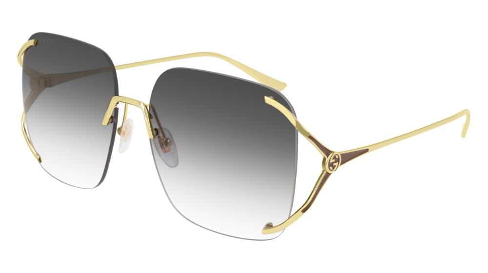 GUCCI GG0646S ROUND / OVAL Sunglasses For Women  GG0646S-001 GOLD GOLD / GREY SHINY 60-17-135