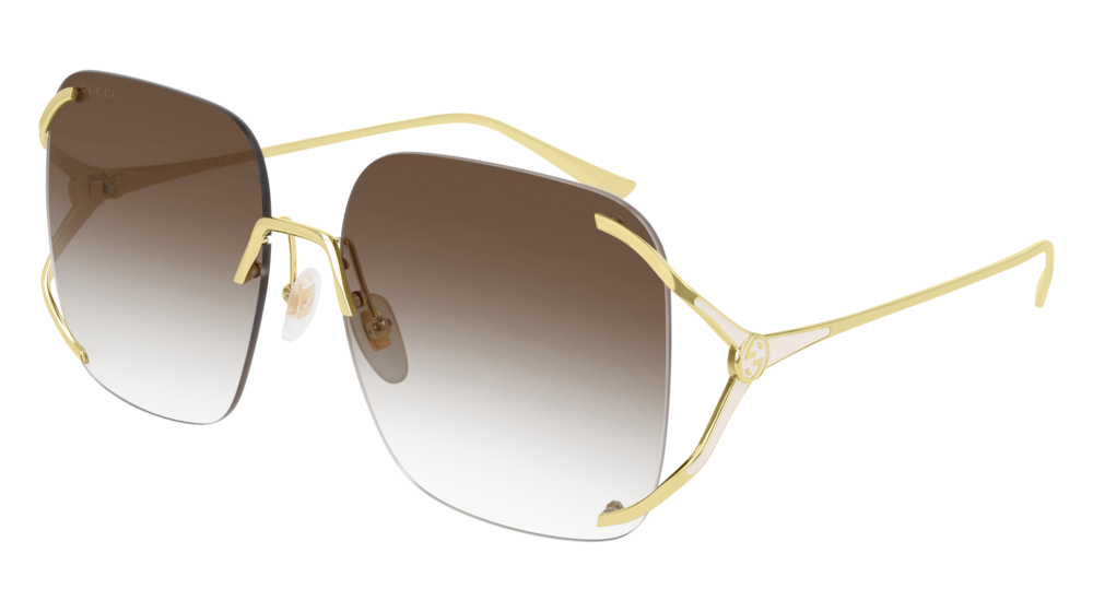GUCCI GG0646S ROUND / OVAL Sunglasses For Women  GG0646S-002 GOLD GOLD / BROWN SHINY 60-17-135