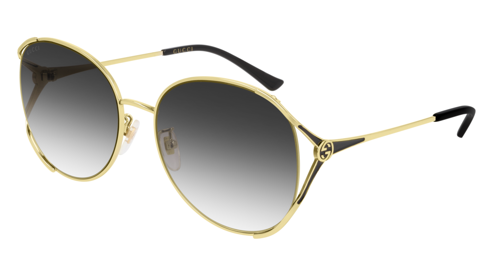 GUCCI GG0650SK ROUND / OVAL Sunglasses For Women  GG0650SK-001 GOLD GOLD / GREY SHINY 59-18-135