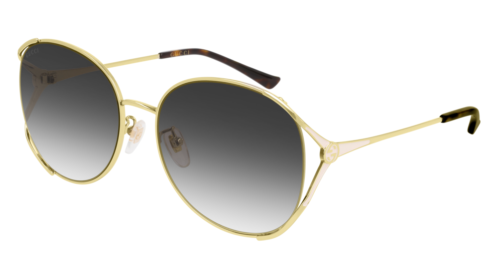 GUCCI GG0650SK ROUND / OVAL Sunglasses For Women  GG0650SK-002 GOLD GOLD / GREY SHINY 59-18-135