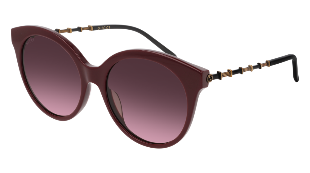 GUCCI GG0653S ROUND / OVAL Sunglasses For Women  GG0653S-003 BURGUNDY GOLD / VIOLET SHINY 55-18-145