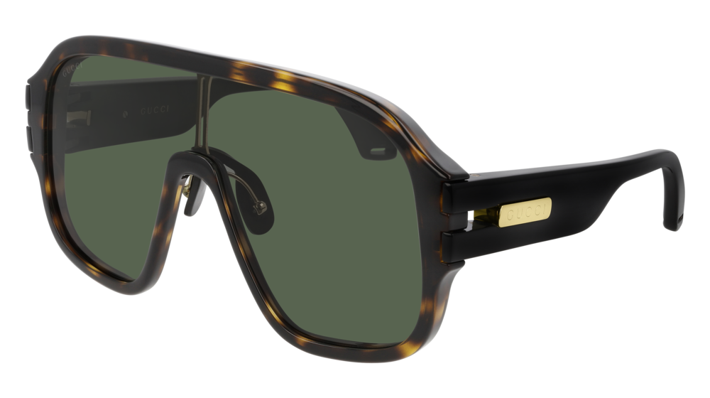 GUCCI GG0663S MASK Sunglasses For Men  GG0663S-003 HAVANA BLACK / GREEN SHINY 99-1-145