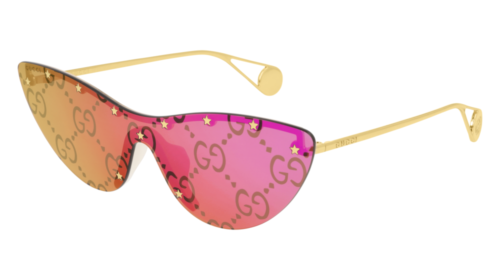 GUCCI GG0666S MASK Sunglasses For Women  GG0666S-003 GOLD GOLD / PINK SHINY 99-1-140