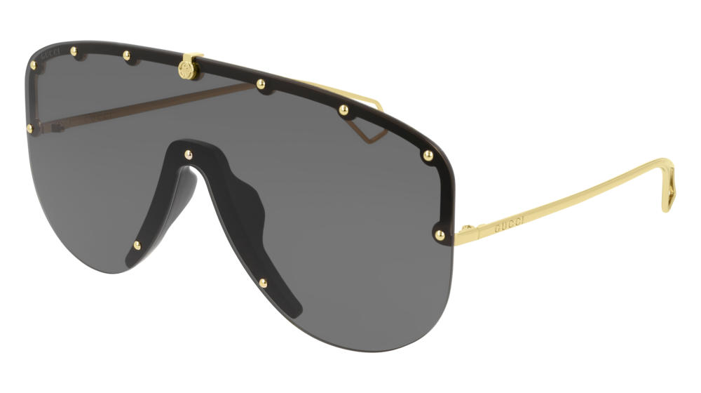 GUCCI GG0667S MASK Sunglasses For Men  GG0667S-001 GOLD GOLD / GREY SHINY 99-1-140