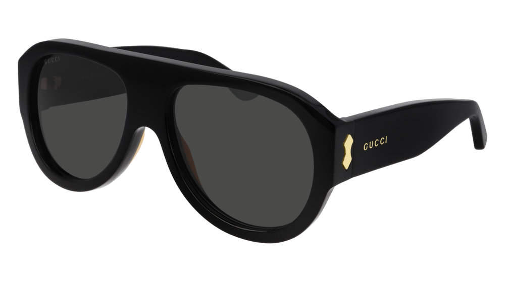 GUCCI GG0668S AVIATOR Sunglasses For Men  GG0668S-001 BLACK BLACK / GREY SHINY 58-17-140