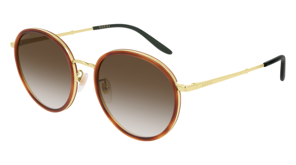 GUCCI GG0677SK ROUND / OVAL Sunglasses For Men  GG0677SK-003 HAVANA GOLD / BROWN YELLOW 55-20-150