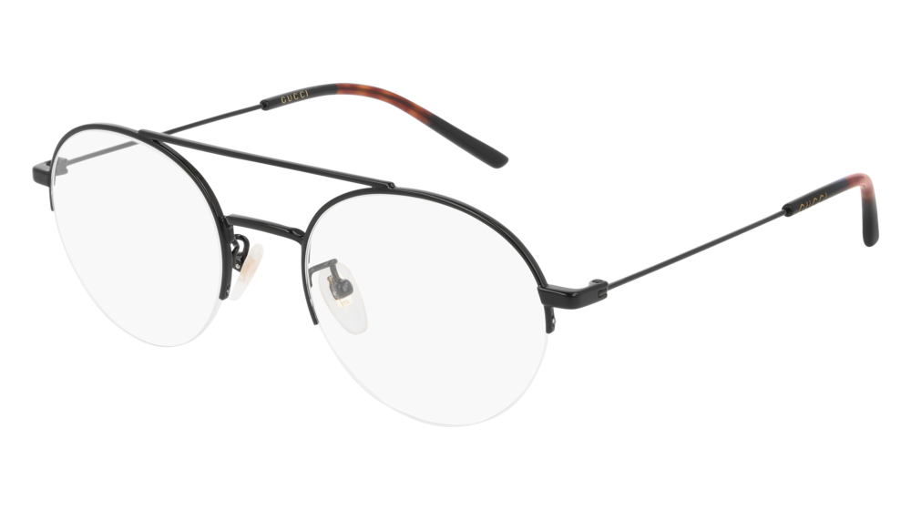 GUCCI GG0682O ROUND / OVAL Eyeglasses For Men  GG0682O-001 BLACK BLACK / TRANSPARENT SHINY 51-21-150