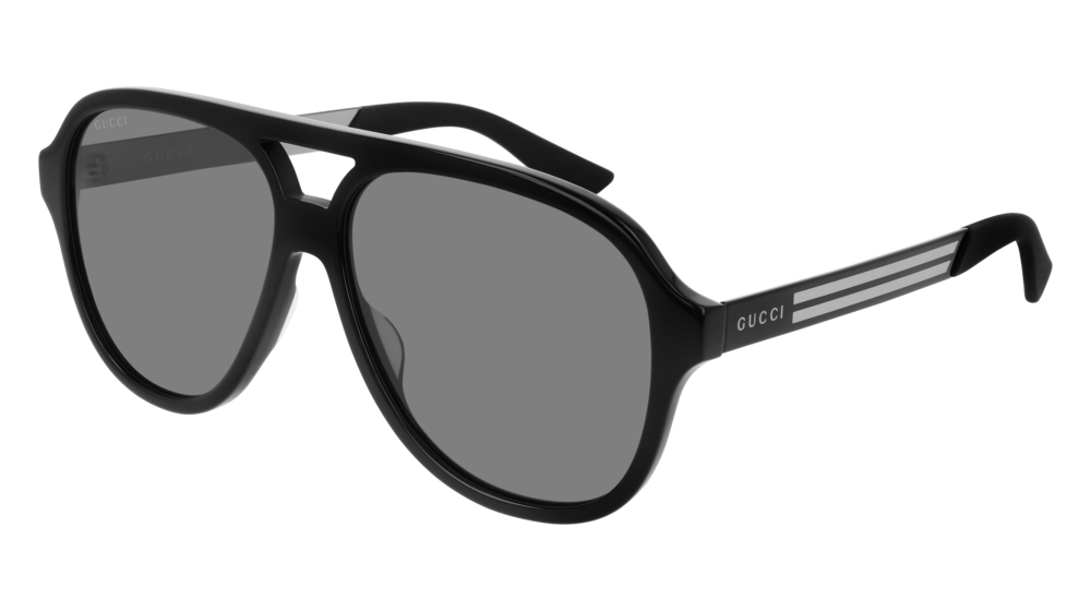 GUCCI GG0688S AVIATOR Sunglasses For Men  GG0688S-001 BLACK BLACK / GREY SHINY 59-14-145