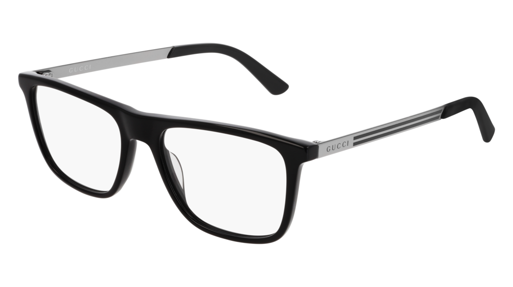 GUCCI GG0691O RECTANGULAR / SQUARE Eyeglasses For Men  GG0691O-001 BLACK RUTHENIUM / TRANSPARENT SHINY 54-18-150