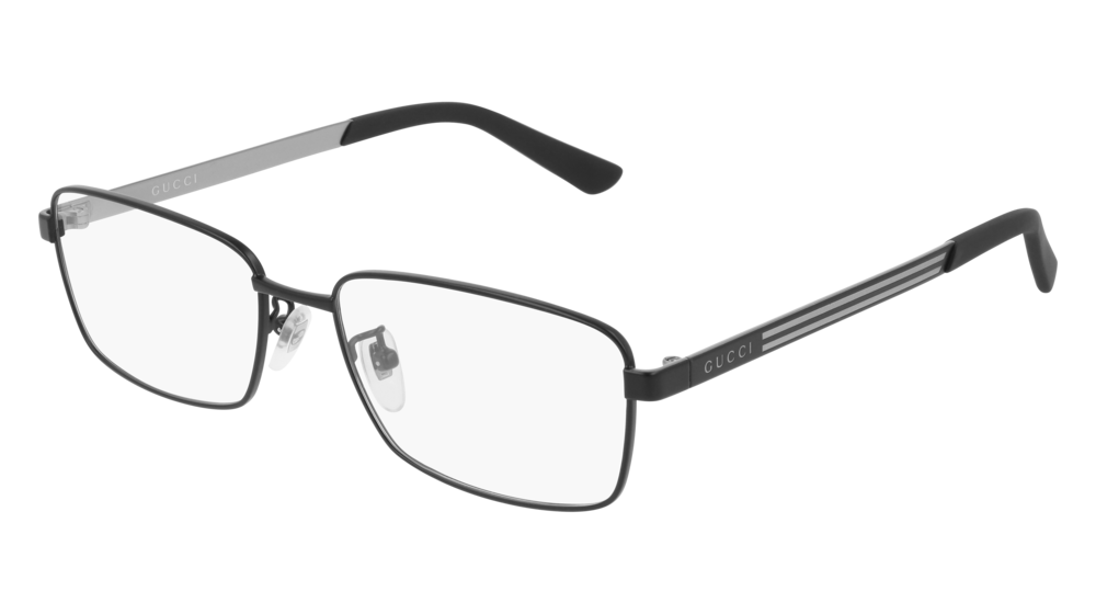 GUCCI GG0693O RECTANGULAR / SQUARE Eyeglasses For Men  GG0693O-001 BLACK BLACK / TRANSPARENT MATTE 56-17-150