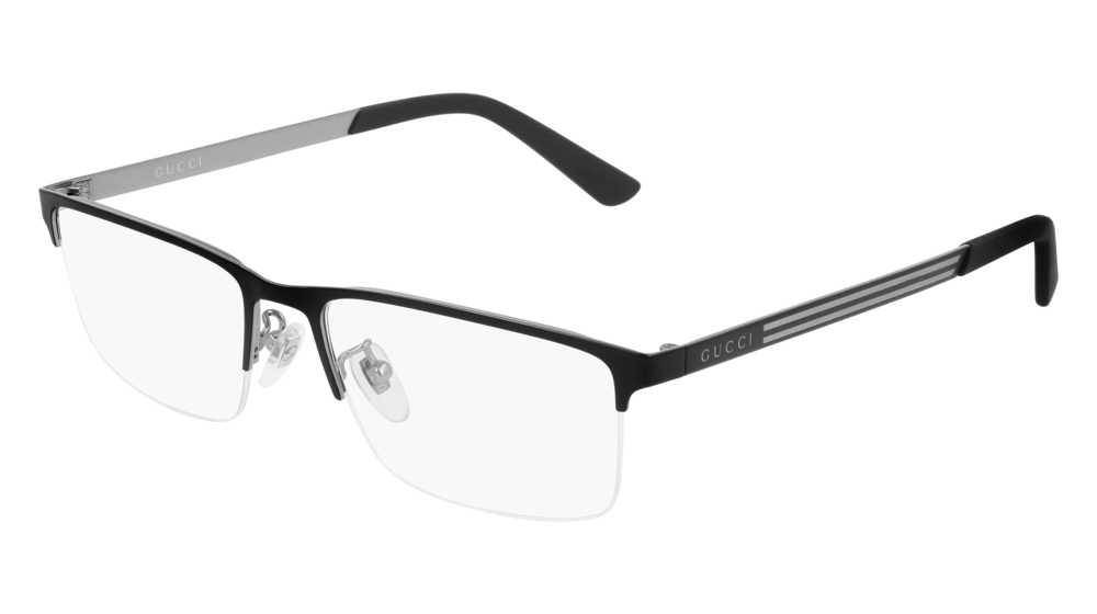 GUCCI GG0694O RECTANGULAR / SQUARE Eyeglasses For Men  GG0694O-001 BLACK BLACK / TRANSPARENT MATTE 56-18-150