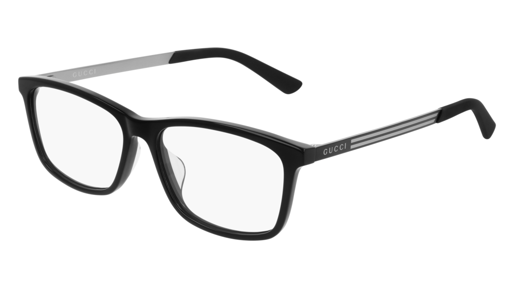GUCCI GG0699OA RECTANGULAR / SQUARE Eyeglasses For Men  GG0699OA-001 BLACK BLACK / TRANSPARENT SHINY 54-15-145