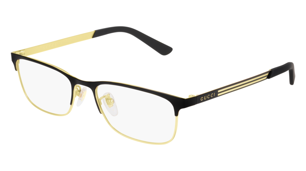 GUCCI GG0700OJ RECTANGULAR / SQUARE Eyeglasses For Men  GG0700OJ-001 BLACK BLACK / TRANSPARENT SHINY 54-18-145