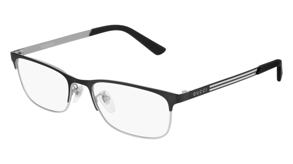 GUCCI GG0700OJ RECTANGULAR / SQUARE Eyeglasses For Men  GG0700OJ-003 RUTHENIUM BLACK / TRANSPARENT DARK 54-18-145