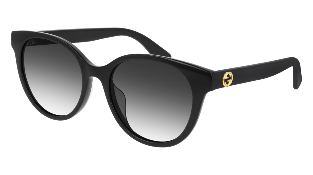 GUCCI GG0702SK ROUND / OVAL Sunglasses For Women  GG0702SK-001 BLACK BLACK / GREY SHINY 54-19-145