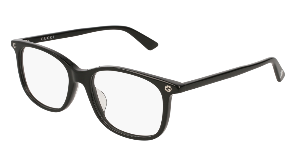 GUCCI GG0157OA RECTANGULAR / SQUARE Eyeglasses For Women  GG0157OA-001 BLACK BLACK / TRANSPARENT SHINY 52-17-145