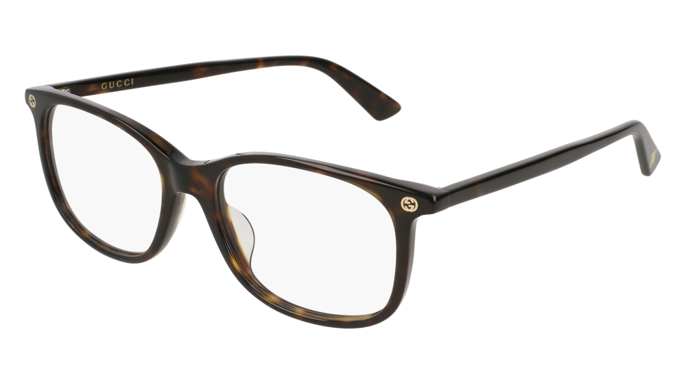 GUCCI GG0157OA RECTANGULAR / SQUARE Eyeglasses For Women  GG0157OA-002 HAVANA HAVANA / TRANSPARENT DARK 52-17-145