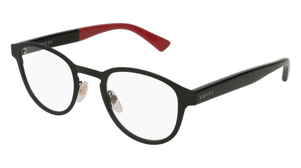GUCCI GG0161O ROUND / OVAL Eyeglasses For UNISEX  GG0161O-002 BLACK BLACK / TRANSPARENT SHINY 48-23-145