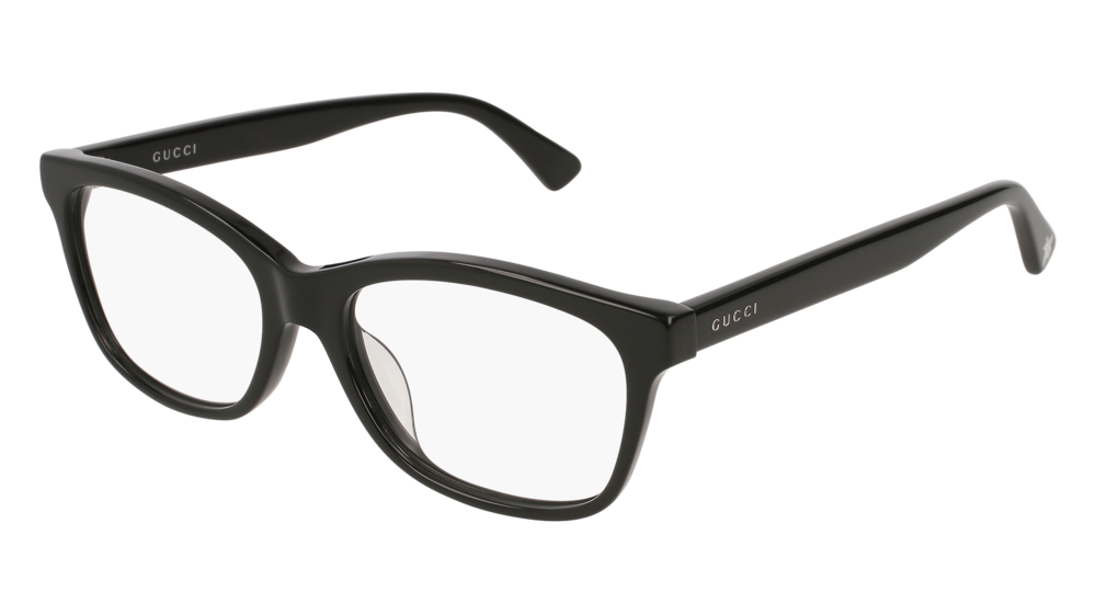 GUCCI GG0162OA RECTANGULAR / SQUARE Eyeglasses For UNISEX  GG0162OA-001 BLACK BLACK / TRANSPARENT SHINY 55-17-150
