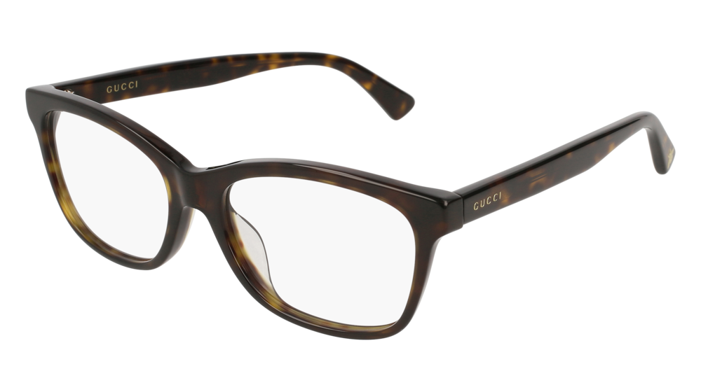 GUCCI GG0162OA RECTANGULAR / SQUARE Eyeglasses For UNISEX  GG0162OA-002 HAVANA HAVANA / TRANSPARENT DARK 55-17-150