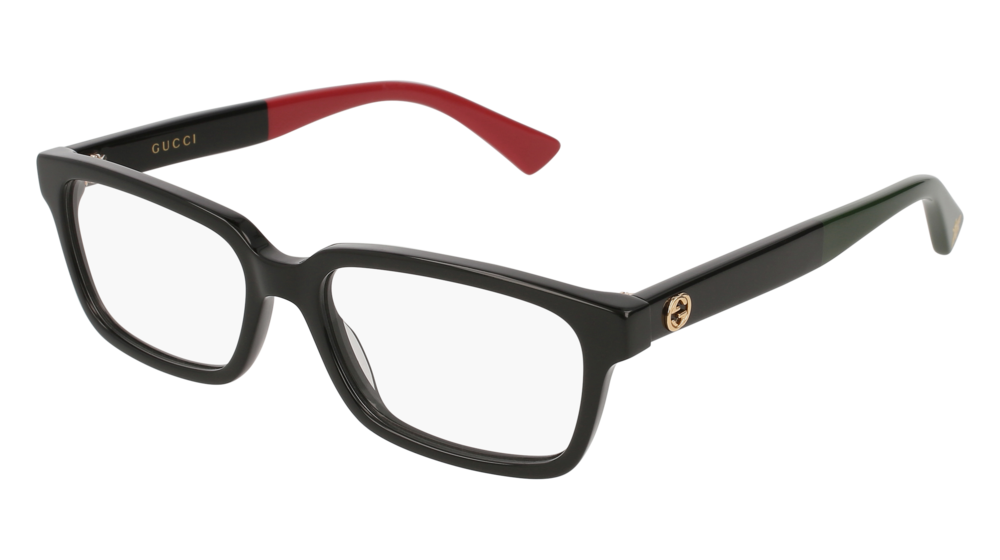 GUCCI GG0168O RECTANGULAR / SQUARE Eyeglasses For Women  GG0168O-003 BLACK BLACK / TRANSPARENT SHINY 53-16-140