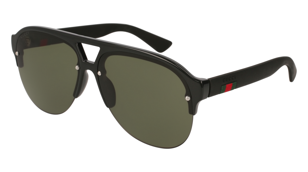 GUCCI GG0170S AVIATOR Sunglasses For Men  GG0170S-001 BLACK BLACK / GREEN SHINY 59-13-145