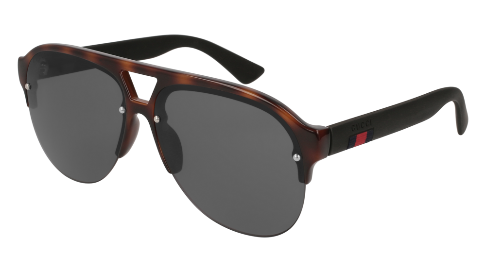 GUCCI GG0170S AVIATOR Sunglasses For Men  GG0170S-003 HAVANA BLACK / GREY SHINY 59-13-145