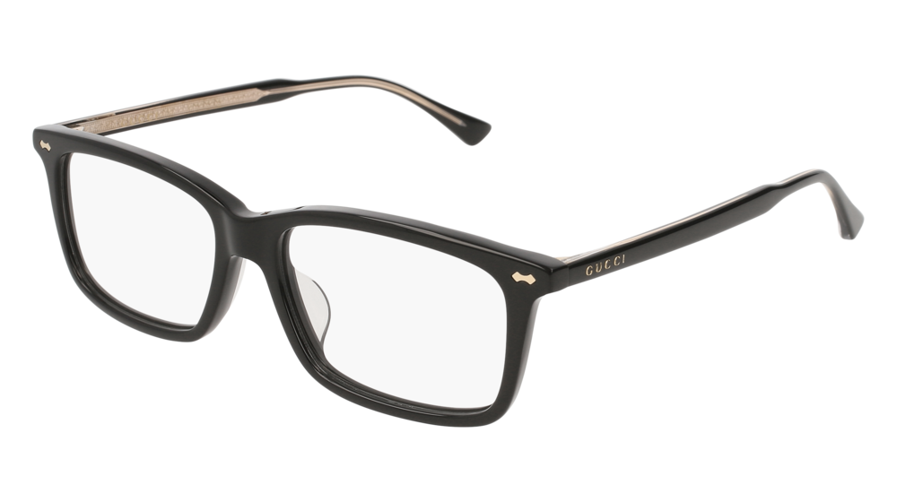 GUCCI GG0191OA RECTANGULAR / SQUARE Eyeglasses For UNISEX  GG0191OA-001 BLACK BLACK / TRANSPARENT SHINY 54-16-150