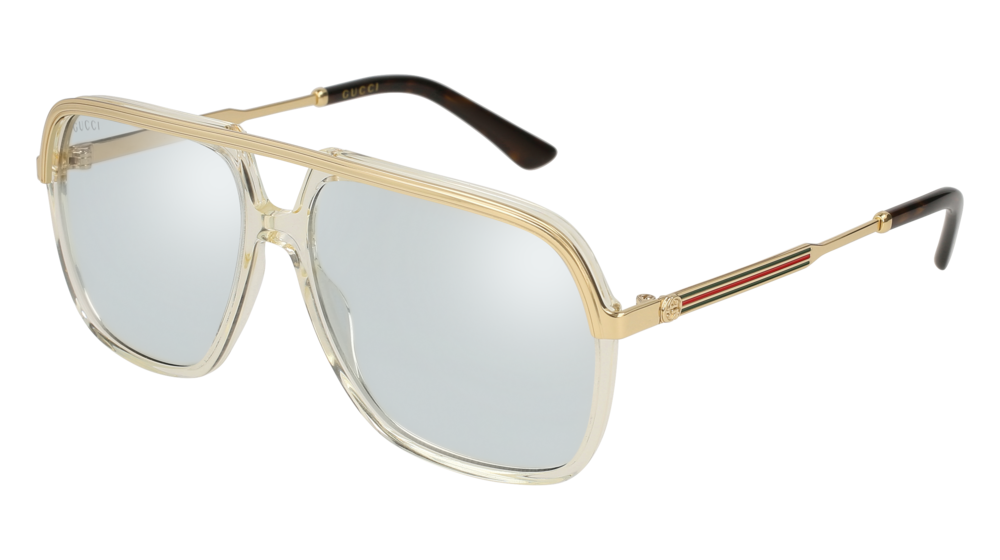 GUCCI GG0200S RECTANGULAR / SQUARE Sunglasses For UNISEX  GG0200S-005 YELLOW GOLD / LIGHT BLUE GOLD 57-14-145