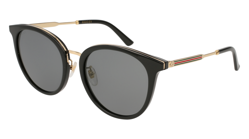 GUCCI GG0204SK ROUND / OVAL Sunglasses For Women  GG0204SK-001 BLACK GOLD / GREY GOLD 56-20-150