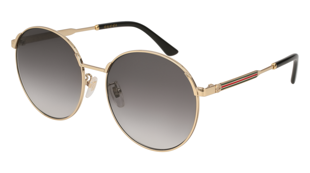 GUCCI GG0206SK ROUND / OVAL Sunglasses For Women  GG0206SK-001 GOLD GOLD / GREY SHINY 58-17-150