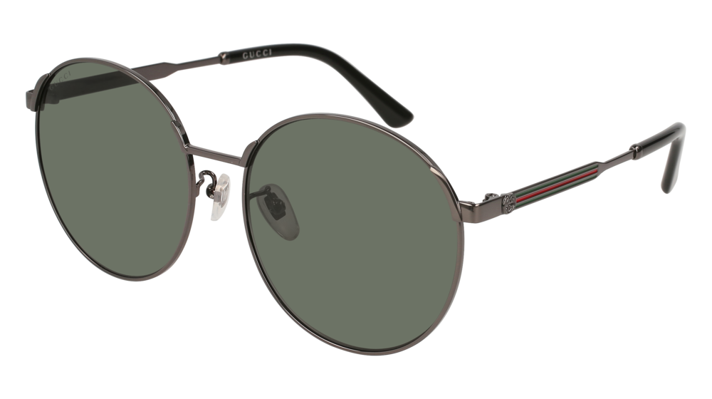 GUCCI GG0206SK ROUND / OVAL Sunglasses For Women  GG0206SK-002 RUTHENIUM RUTHENIUM / GREY SHINY 58-17-150