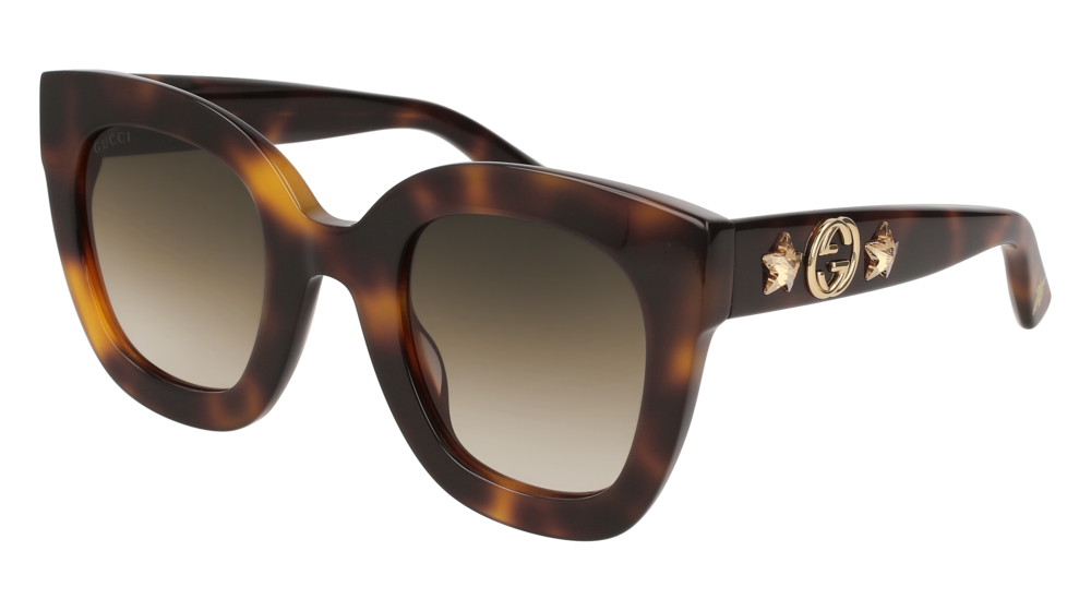 GUCCI GG0208S ROUND / OVAL Sunglasses For Women  GG0208S-003 HAVANA HAVANA / BROWN SHINY 49-28-140