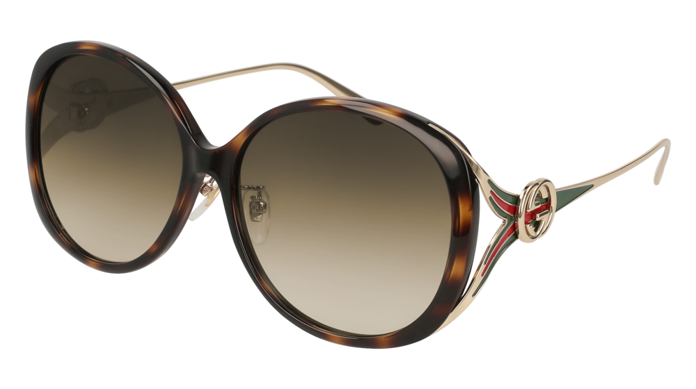 GUCCI GG0226SK FORK Sunglasses For Women  GG0226SK-003 HAVANA GOLD / BROWN DARK 60-14-130