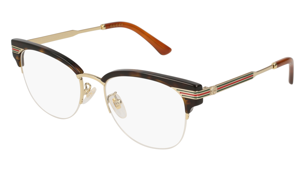 GUCCI GG0201O ROUND / OVAL Eyeglasses For Women  GG0201O-002 HAVANA GOLD / TRANSPARENT GOLD 50-18-140