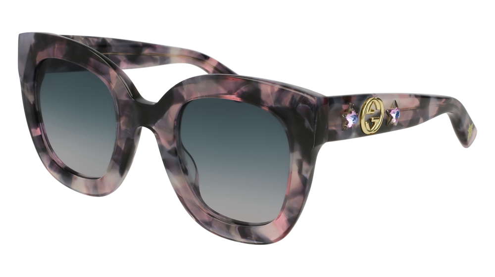 GUCCI GG0208S ROUND / OVAL Sunglasses For Women  GG0208S-004 HAVANA HAVANA / GREY PINK 49-28-140