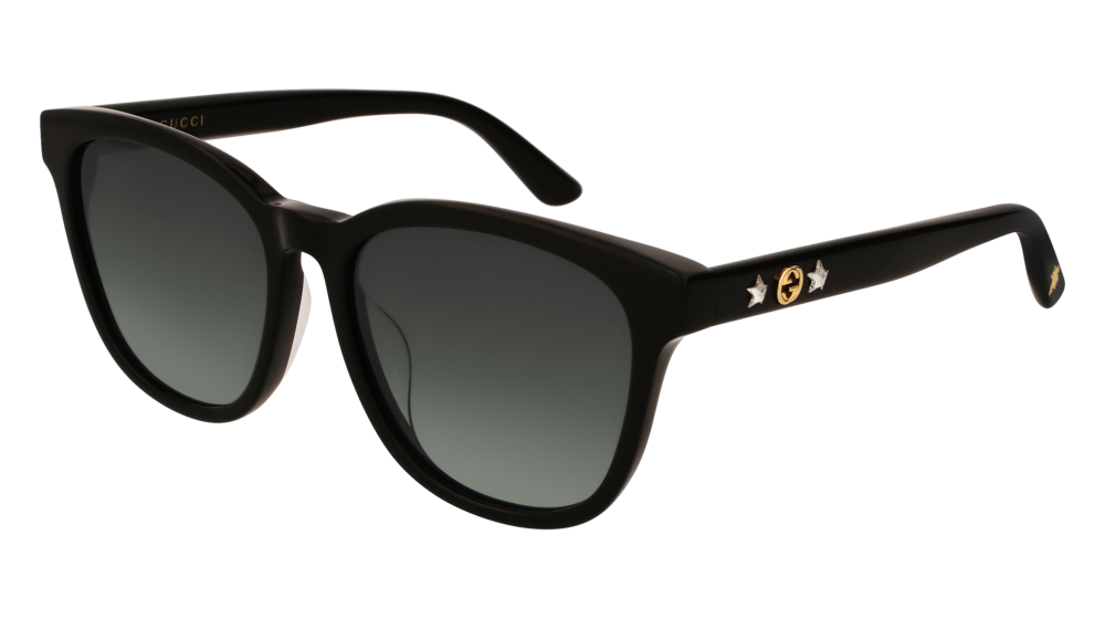 GUCCI GG0232SK ROUND / OVAL Sunglasses For Women  GG0232SK-001 BLACK BLACK / GREY SHINY 56-17-145