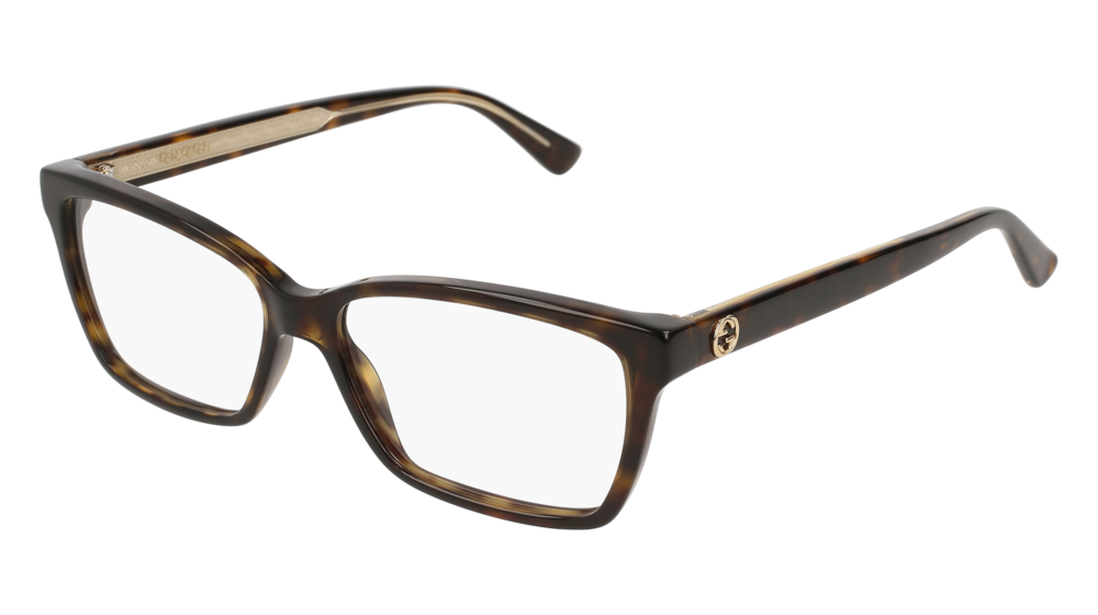 GUCCI GG0312O RECTANGULAR / SQUARE Eyeglasses For Women  GG0312O-002 HAVANA HAVANA / TRANSPARENT DARK 52-14-140