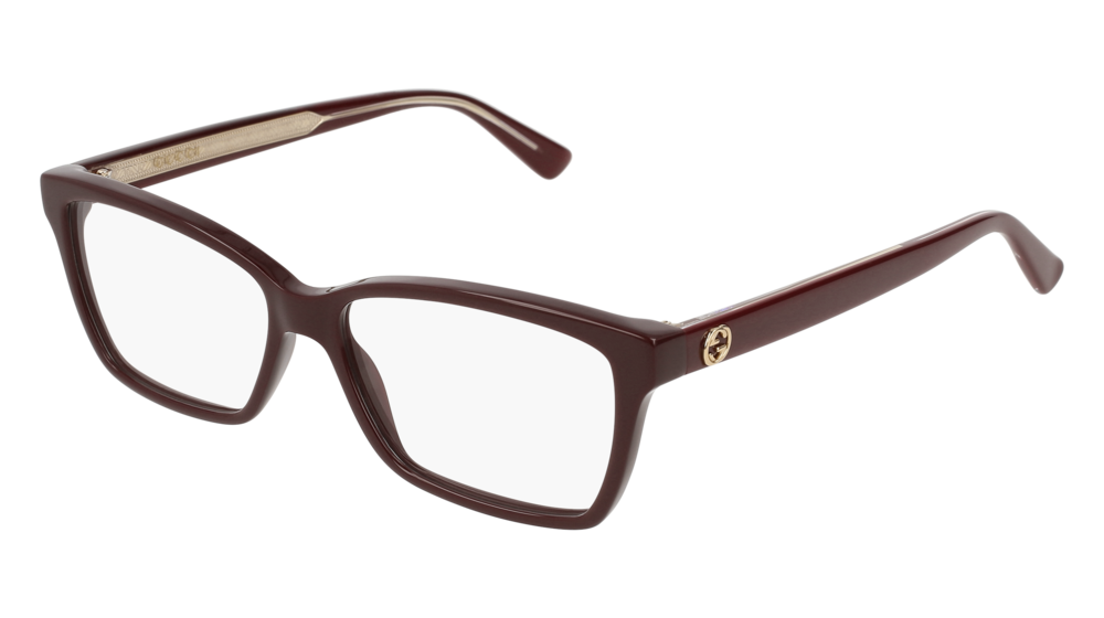 GUCCI GG0312O RECTANGULAR / SQUARE Eyeglasses For Women  GG0312O-003 BURGUNDY BURGUNDY / TRANSPARENT SHINY 52-14-140
