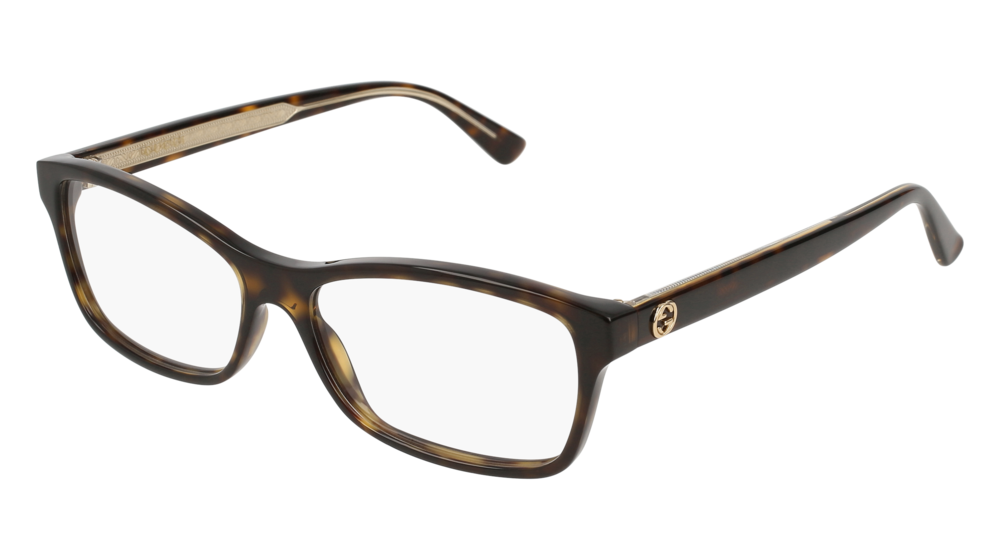 GUCCI GG0316O RECTANGULAR / SQUARE Eyeglasses For Women  GG0316O-002 HAVANA HAVANA / TRANSPARENT DARK 54-15-140