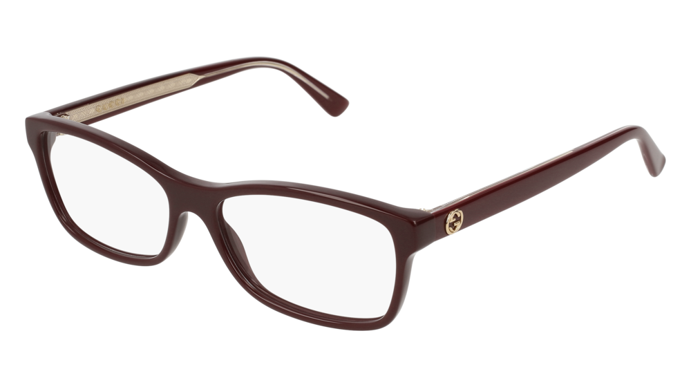 GUCCI GG0316O RECTANGULAR / SQUARE Eyeglasses For Women  GG0316O-003 BURGUNDY BURGUNDY / TRANSPARENT SHINY 54-15-140