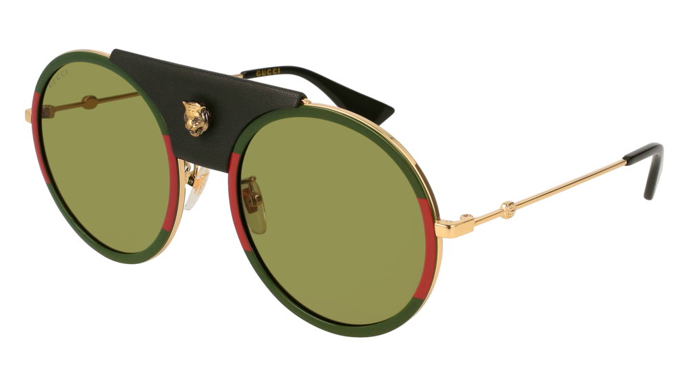 GUCCI GG0061S ROUND / OVAL Sunglasses For Women  GG0061S-017 GOLD GOLD / GREEN MULTICOLOR 56-22-140