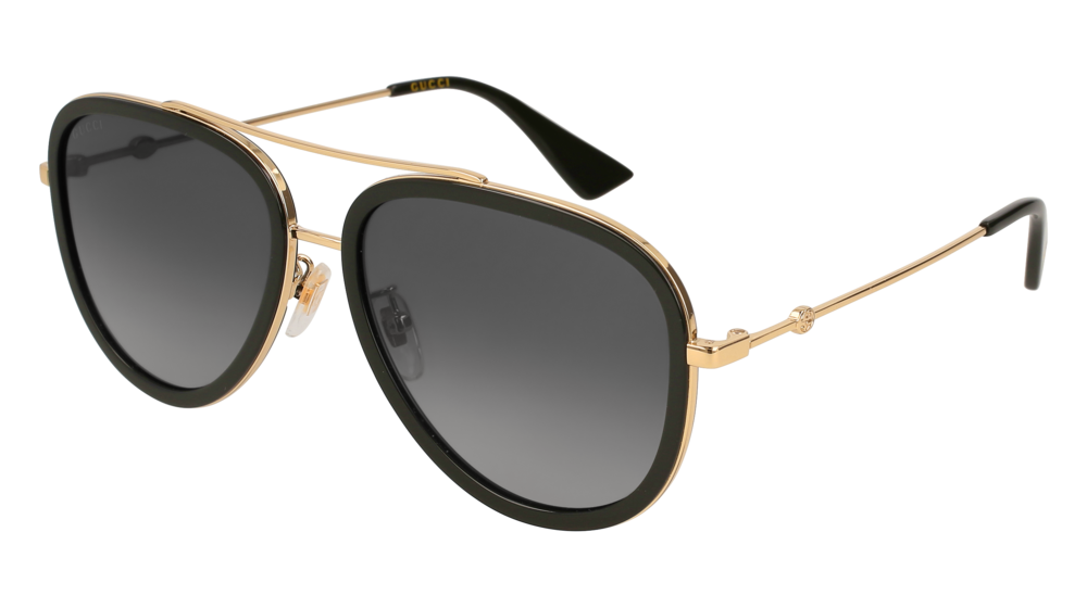 GUCCI GG0062S AVIATOR Sunglasses For Women  GG0062S-011 GOLD GOLD / GREY BLACK 57-17-140