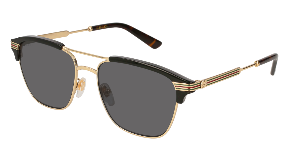 GUCCI GG0241S RECTANGULAR / SQUARE Sunglasses For Men  GG0241S-002 GOLD GOLD / GREY BLACK 54-17-145