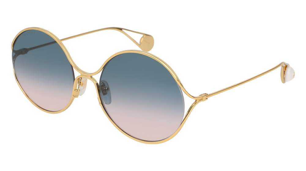 GUCCI GG0253S FORK Sunglasses For Women  GG0253S-003 GOLD GOLD / MULTICOLOR SHINY 58-20-135