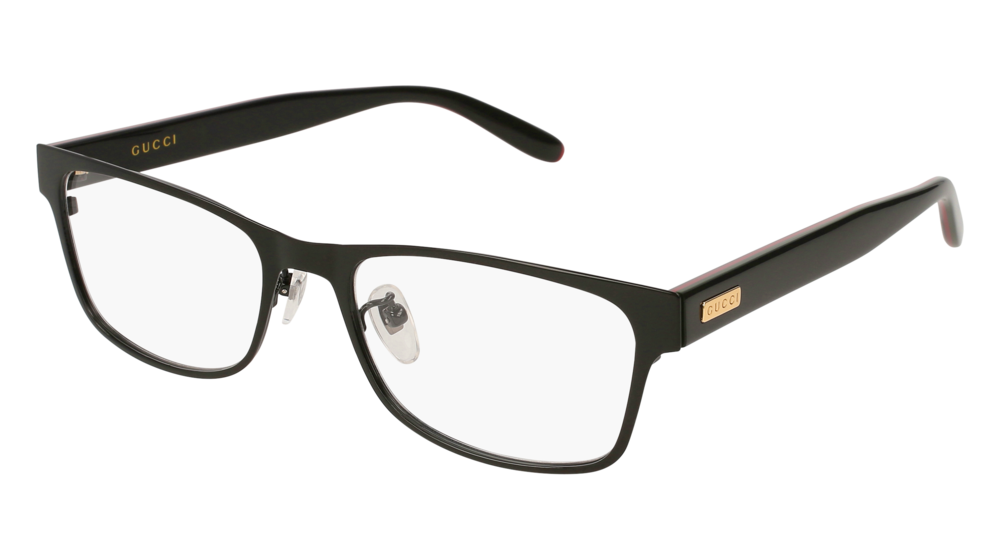 GUCCI GG0274OJ RECTANGULAR / SQUARE Eyeglasses For UNISEX  GG0274OJ-001 BLACK BLACK / TRANSPARENT SHINY 55-18-145