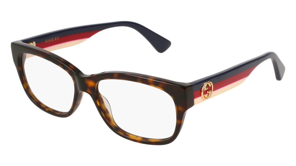 GUCCI GG0278O RECTANGULAR / SQUARE Eyeglasses For Women  GG0278O-002 HAVANA MULTICOLOR / TRANSPARENT DARK 53-15-145